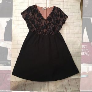 Maurices Black & Pink Lace Top Dress Sz Lg.
